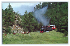 Postcard The 1880 Train Keystone, South Dakota chasing cattle Unposted picture