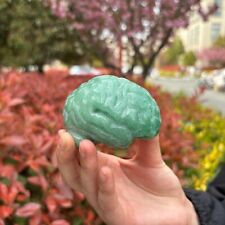 335g 65mm Natural Green Aventurine Brain Figurine Hand Carved Quartz Sculpture picture