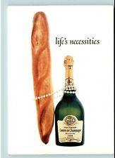 Postcard Taittinger's Comtes de Champagne life's necessities French bread pearls picture