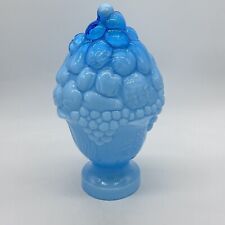 Art Glass Vintage Fruit Basket Light Shade Globe Baby Blue 13” Italian Style picture