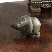 Rare Antique Green Stone Intuit Polar Bears Mating Signed Artist  picture