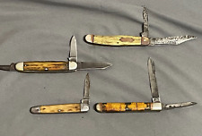 Lot 4 vtg folding Pocket Knife CAMILLUS STREAMLINE Wards CATTARAUGUS Goldenrule picture