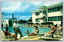 Esquire Deluxe Apartments Miami Beach Florida Swimming Pool Chrome c1950 PC picture