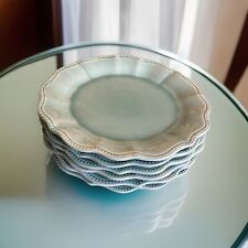 10 1/2” Mint Green Ruffled Plates Hard Plastic Qty: 6 picture