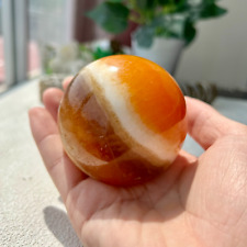 475g Natural orange calcite sphere high quality healing Crystal Ball 4th 69mm picture