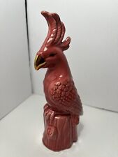 Ceramic Bird Cockatiel Cockatoo Glazed Figurine Pink 6.5