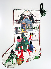 Amish Mennonite Holiday Country Christmas Stocking Homemade Hidden Faces picture