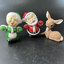 Vtg 1969 Mr. & Mrs. Claus & Fawn/Baby Deer Ceramic Mold MCM Christmas Decor 6