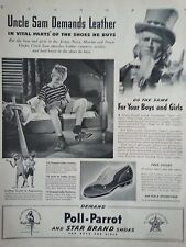 1941 Poll Parrot Shoes Uncle Sam Demands Leather Children Boy Original Ad picture