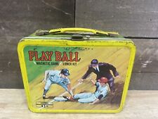 Vintage 1969 Play Ball Magnetic Game Kit Baseball Metal Lunch Box  picture