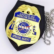 US NASA All-Metal Badge with Leather holster chain Special Agent Outer Space picture