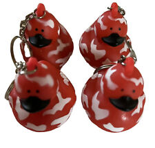 RED SPLATTER DUCK DUCKY KEY CHAINS QUACKY -RARE-   (SET OF 4) *NEW* picture
