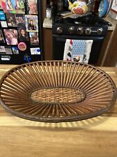 Vintage MCM Wicker Rattan Bread Basket picture
