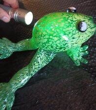 Artist Signed David Glass Hand Blown Green Frog Art Speckled Translucent Deco picture