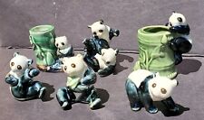 Vintage Chinese Porcelain Bear Figurine Miniature Set Of 6 picture