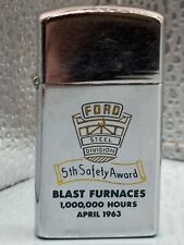 Vintage 1963 Blast Furnaces Advertising HP Chrome Slim Zippo Lighter picture