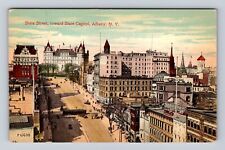 Albany NY- New York, Aerial State Street, Advertisement, Vintage Postcard picture