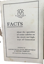 1937 Connecticut State Dept Motor Vehicles Facts Book Curtiss Way Co Vintage picture