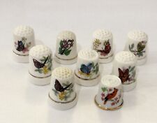 Lot Of 9 Vintage Porcelain Thimbles Butterflies Flowers Thimble Collection picture