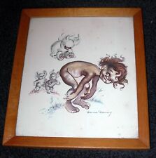 Vintage Brownie Downing Art Print “Fun With The Koalas” Aboriginal Child Framed￼ picture