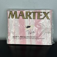 Vintage Martex TWIN FITTED Sheet Pink White Stripes 39 X 75 in. picture
