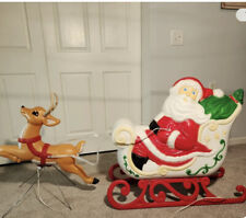 Santa Claus Sleigh & Reindeer Christmas Blow Mold Grand Venture - NEW W/ Box picture