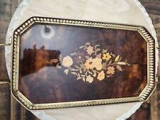 Vintage MCM Italian Marquetry Tray With Handles picture
