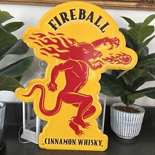 Vintage Fireball Cinnamon Whisky Metal Sign 24” x16” Man Cave Wall Decor picture
