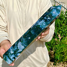 3.9LB Large Natural water grass agate water Obelisk crystal energy column picture