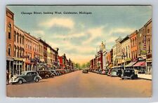 Coldwater MI-Michigan, Chicago Street Looking West, c1944 Vintage Postcard picture