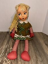 Vintage 15” PolishSawdust Filled Rag Girl Doll Mask Face Blonde Hair picture