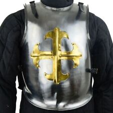 18 ga Medieval Antique Steel Templar Brass Cross Cuirass Body Armor Breastplate picture