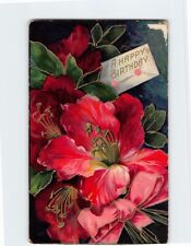 Postcard A Happy Birthday with Flowers Embossed Art Print picture