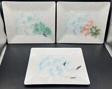 Japanese Cloisonne Tutanka Wireless Enamel Trays (3) Waves, Flower, Seagull picture