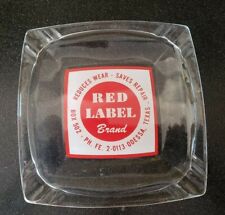 VINTAGE  AUTOMOTIVE GLASS ASHTRAY RED LABEL BRAND OIL GRESE ODESSA TEXAS CIGAR picture