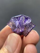 Unique natural purple pattern translucent cubic fluorite mineral crystal, China picture