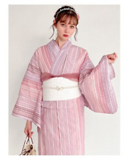 Kimono Yukata Set Grail Dress Stripe Pink Kyoto Summer Clothes  Japan picture