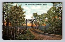 Independence KS-Kansas, Elks River Bridge, Antique, Vintage c1910 Postcard picture