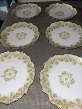 (6)RARE ELITE WORKS LIMOGES YELLOW ROSES HEART GARLAND PLATE, 6” picture