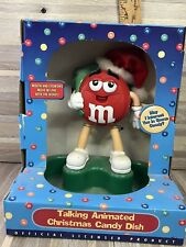 M&M'S TALKING ANIMATED CHRISTMAS CANDY DISH, RED SANTA, MARS COLLECTABLE picture