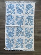 VINTAGE Bath Towel St Mary’s Blue and White Floral 100% Cotton Made In USA picture
