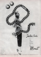 Monet Jeweler’s Links Bracelet NECKLACE Fashion Jewelry EARRINGS 1948 Print Ad picture