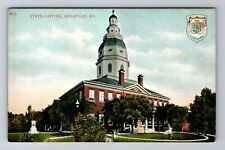 Annapolis MD-Maryland, State Capitol, Antique Vintage Souvenir Postcard picture