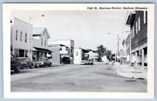 1970's SEAFORD DELAWARE HIGH ST BUSINESS DISTRICT STORES CLASSIC CARS POSTCARD picture