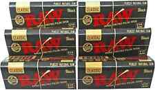 6 Pk Raw Classic Black 1 1/4 Unbleached Ultra Thin Cigarette Rolling Papers picture