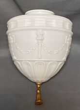 Antique Vintage Art Deco Frosted Cased Milk Glass Pendant Light Shade Globe picture