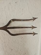 Antique Large Wrought Iron Forged Metal Steel TRIDENT Three Prong Spear Poseidon picture