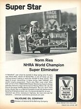 1969 Print Ad Valvoline Racing Motor Oil Super Eliminator World Champ Norm Ries picture