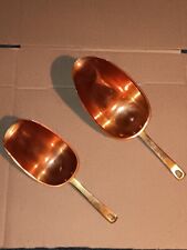 Antique Pair Of Copper Sugar Scoops With Brass Handles Perfect Condition picture