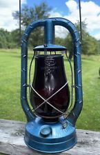 Vintage Blue Dietz Monarch Lantern NY USA Red Glass Globe Lantern Fitzall Globe picture